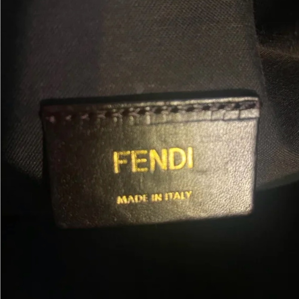 Fendi Brown Monogram Canvas Shoulder Bag with Yellow Leather Strap - Picture 6 of 8